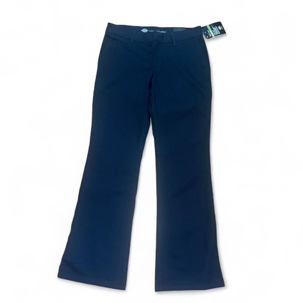 Dickies Women's Navy Slim Fit Flex Twill Bootcut Trousers SZ 8